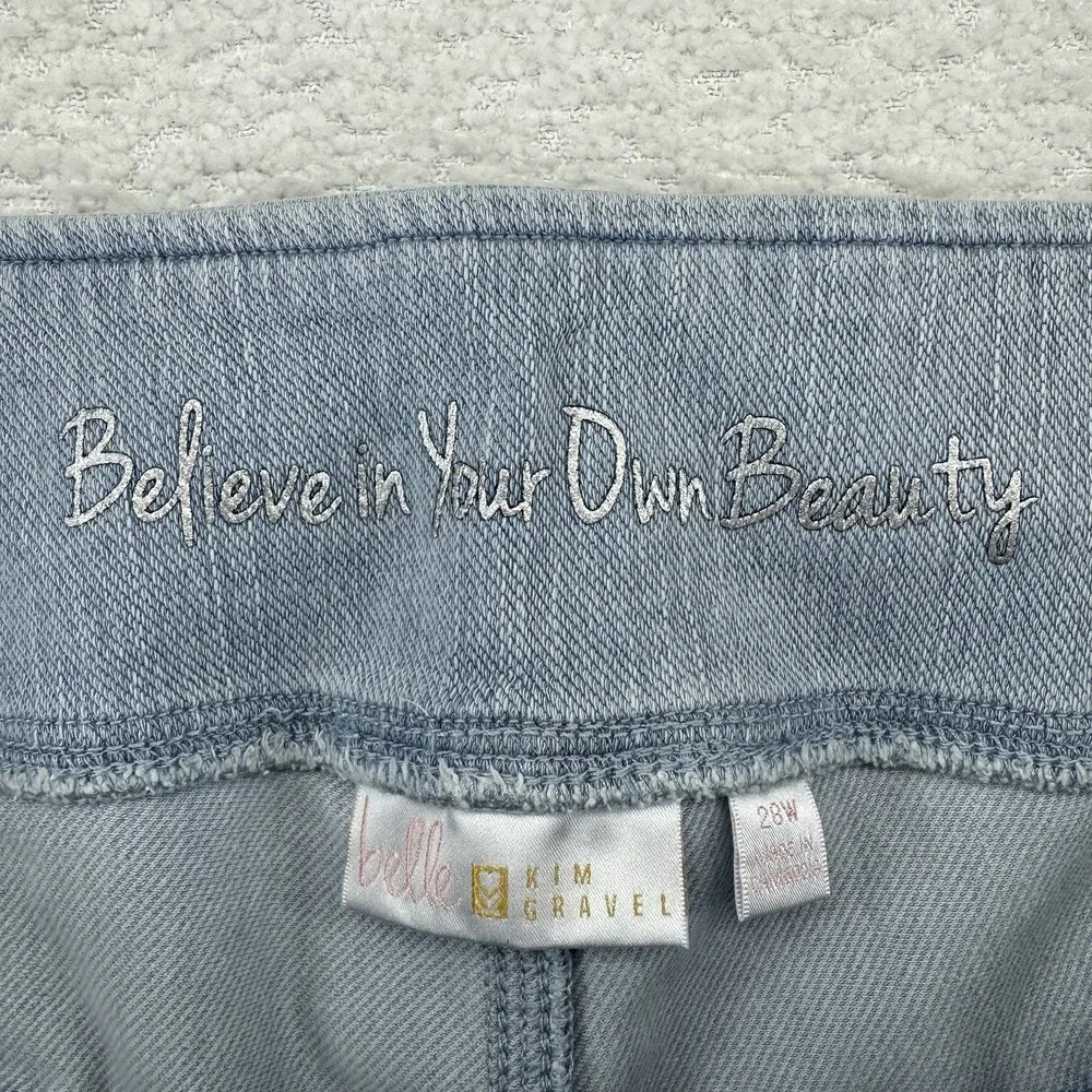 Belle by Kim Gravel Flexibelle Denim Shorts 28W Bleach Wash Blue